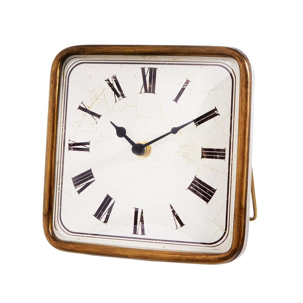 RAZ Imports 6.25" Antique Gold Square Clock