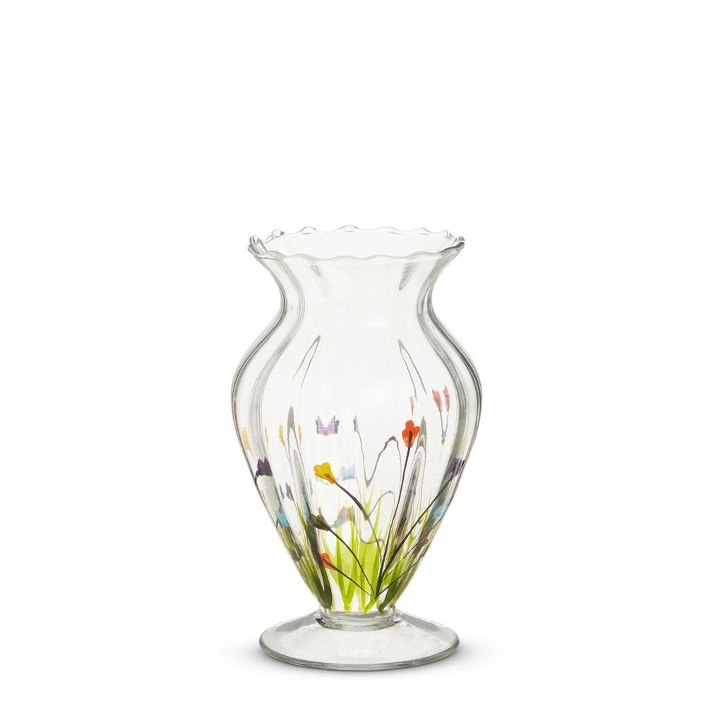 RAZ Imports 6.5" Floral Glass Vase