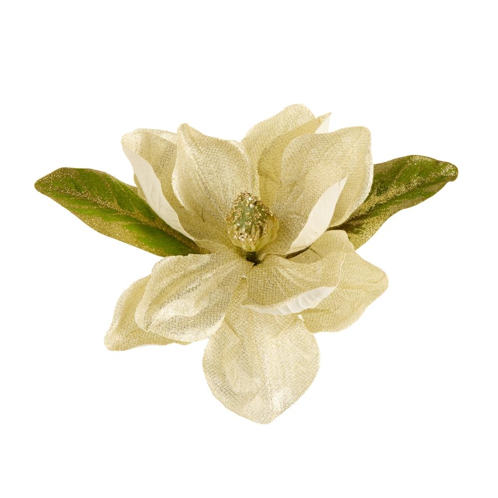 RAZ Imports 6.5" Gold Magnolia Clip-On Ornament