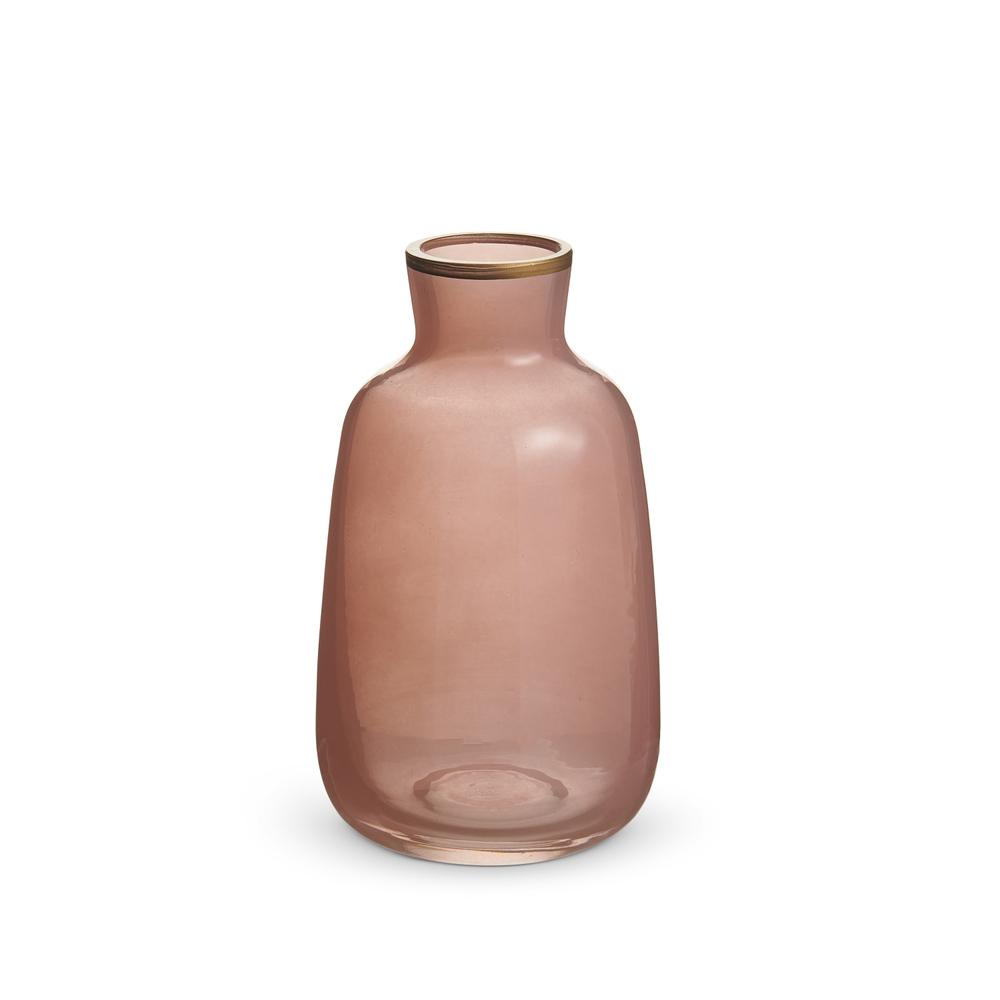 RAZ Imports 6.5" Pink Bud Vase with Gold Rim