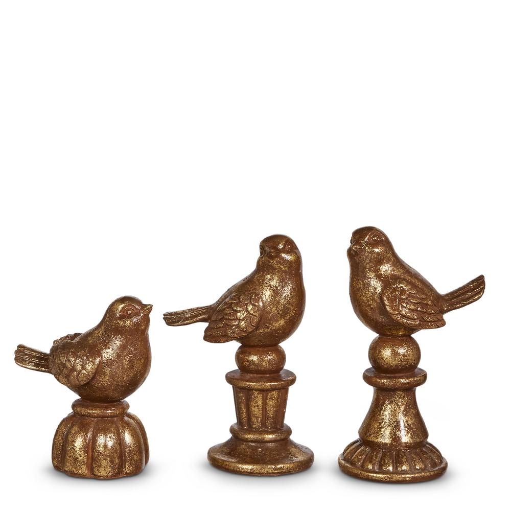 RAZ Imports 6.75" Antique Brass Birds on Pedestals