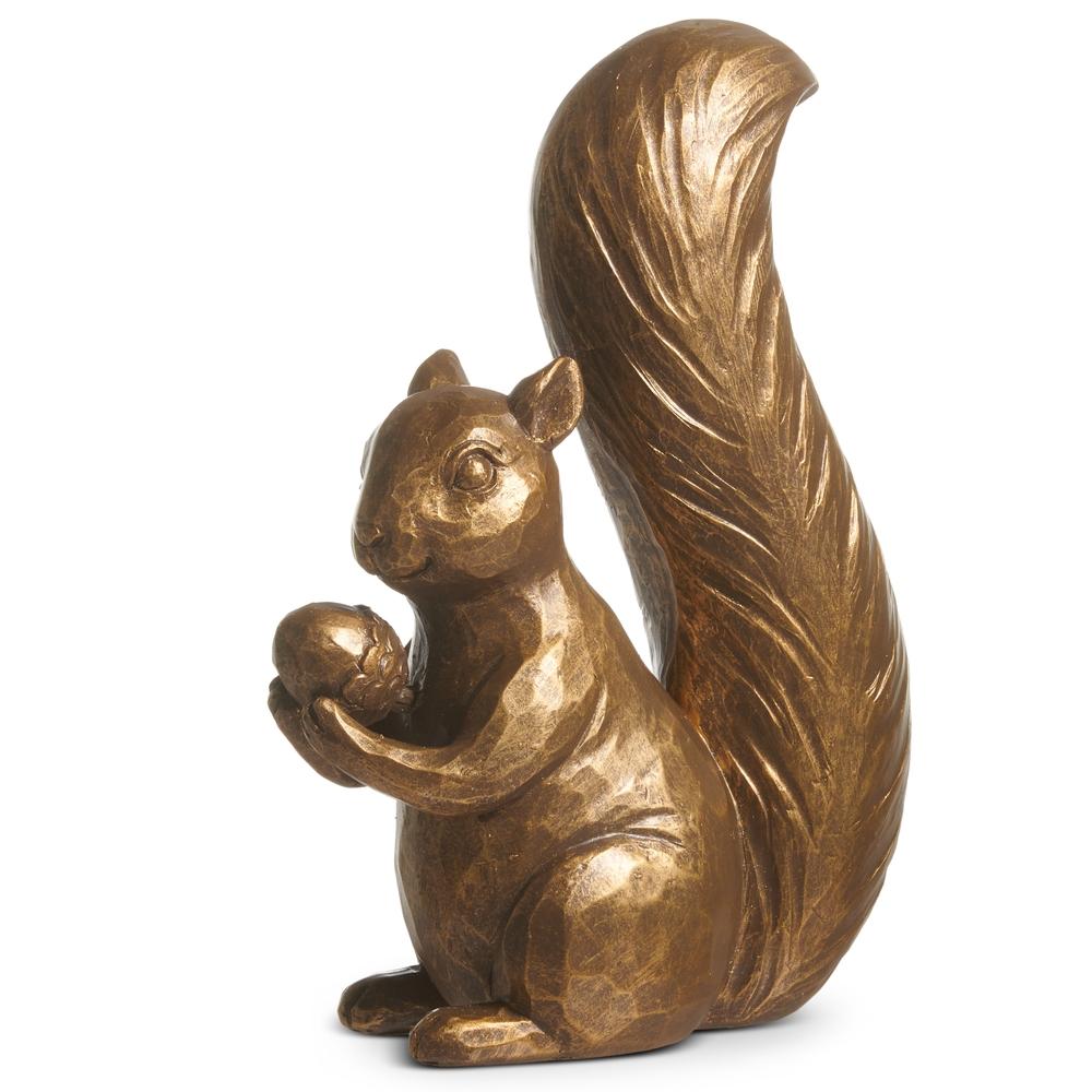 RAZ Imports 6.75" Antique Gold Squirrel with Acorn