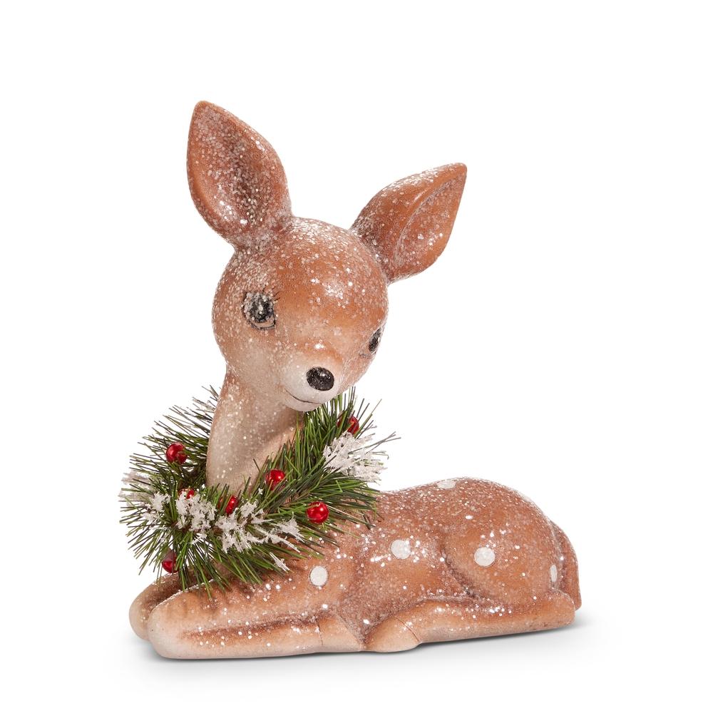 RAZ Imports 6.75" Retro Sitting Deer with Wreath