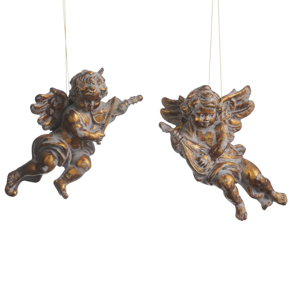 RAZ Imports 6" Antique Gold Angel Ornament