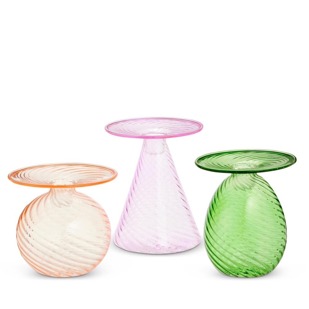 RAZ Imports 6" Blown Glass Candle Holder