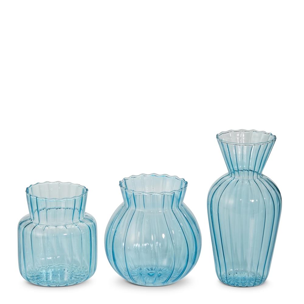 RAZ Imports 6" Blue Ribbed Vases