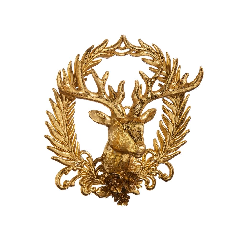 RAZ Imports 6" Deer with Wreath Emblem Ornament