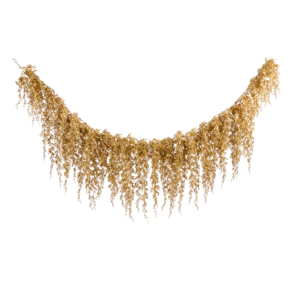 RAZ Imports 6' Glitter Gold Pine Hanging Garland