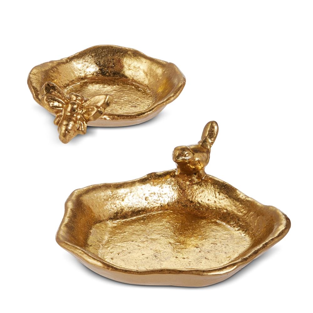 RAZ Imports 6" Gold Bee and Bird Trinket Trays