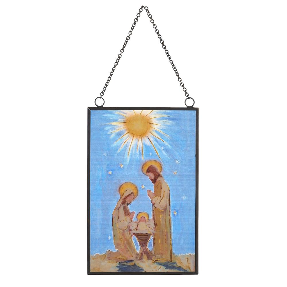 RAZ Imports 6" Holy Family Stained Glass Ornament