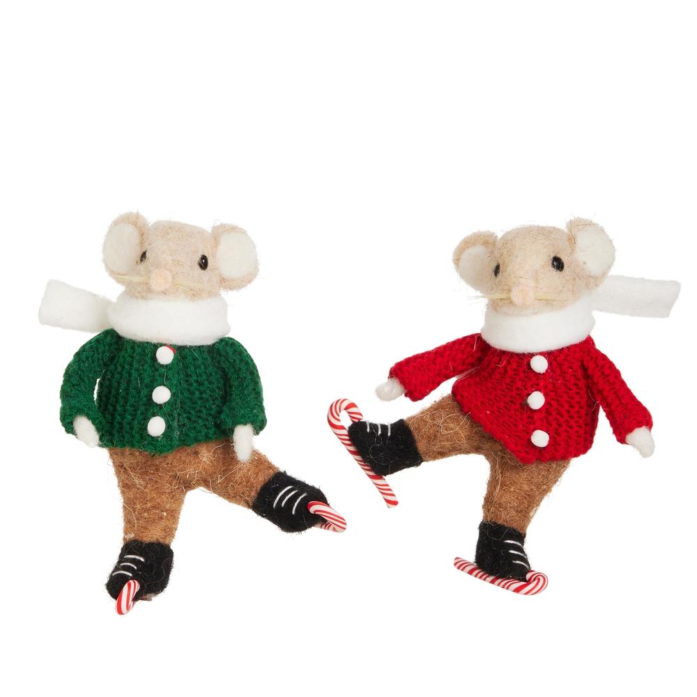 RAZ Imports 6" Ice Skating Mouse Ornament