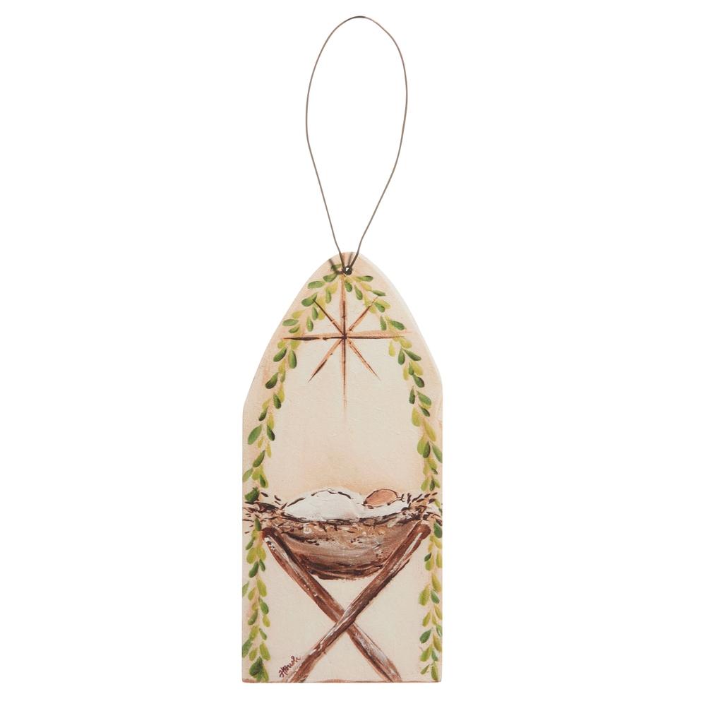 RAZ Imports 6" Jesus in Manger Cut Out Ornament