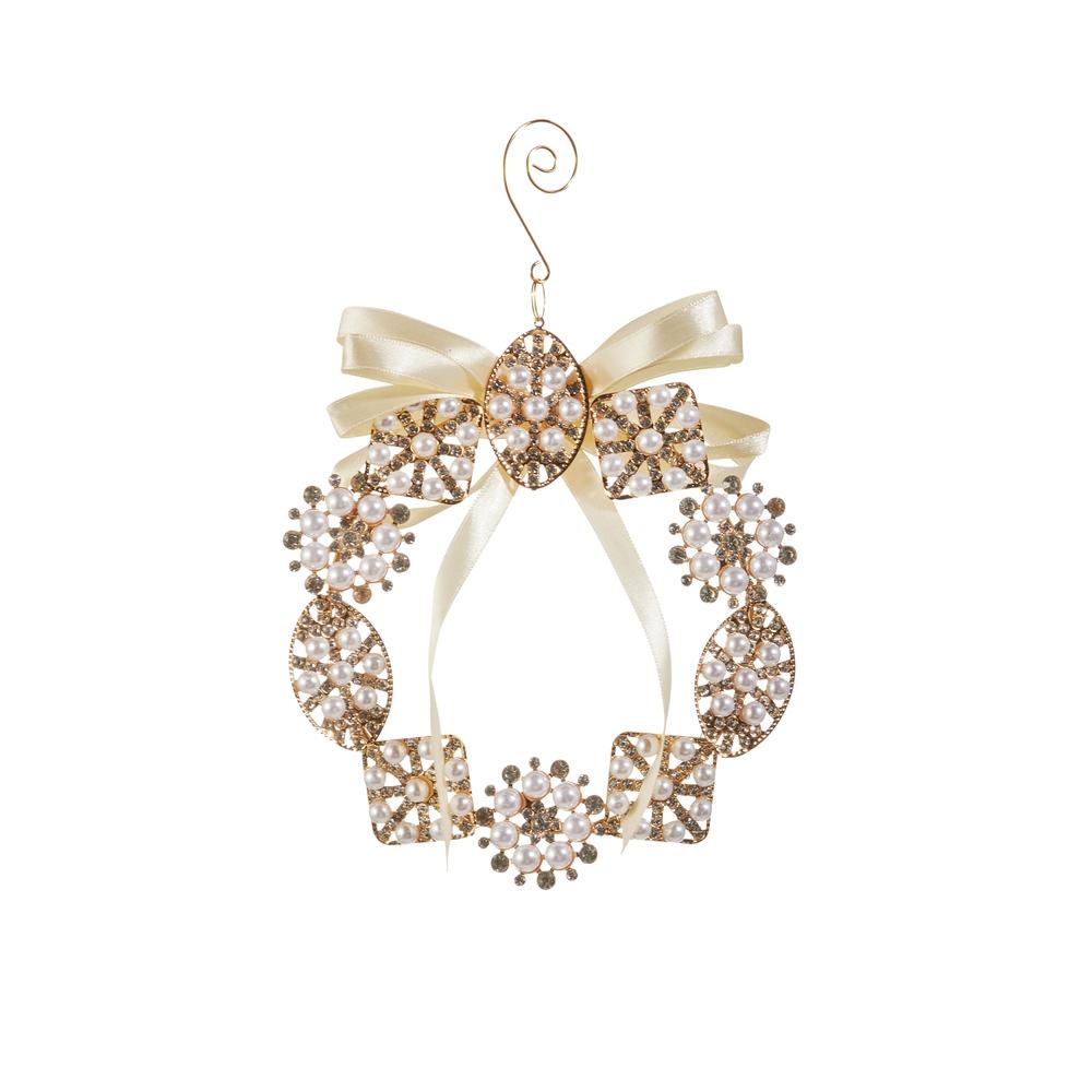 RAZ Imports 6" Pearl Brooch Wreath Ornament