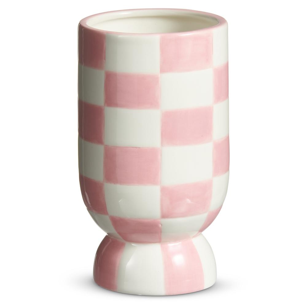 RAZ Imports 6" Pink Checkerboard Vase