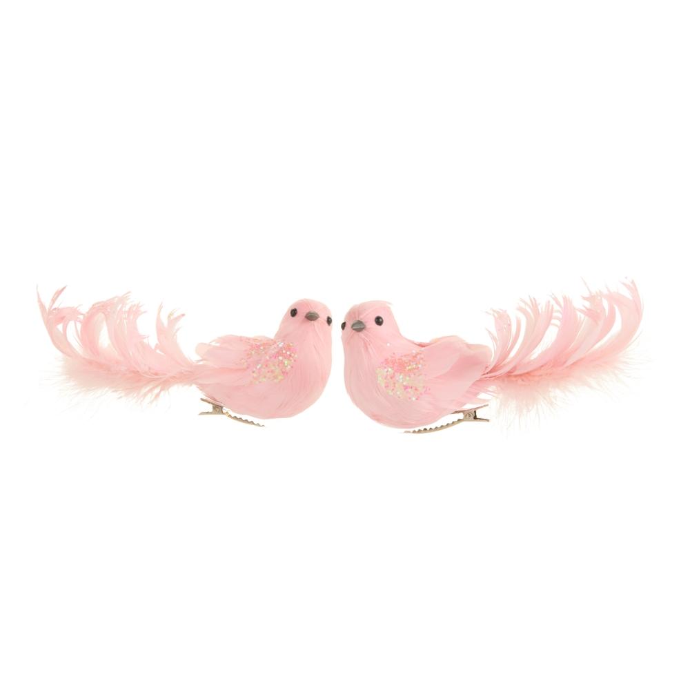 RAZ Imports 6" Pink Feather Bird Clip-On Ornament