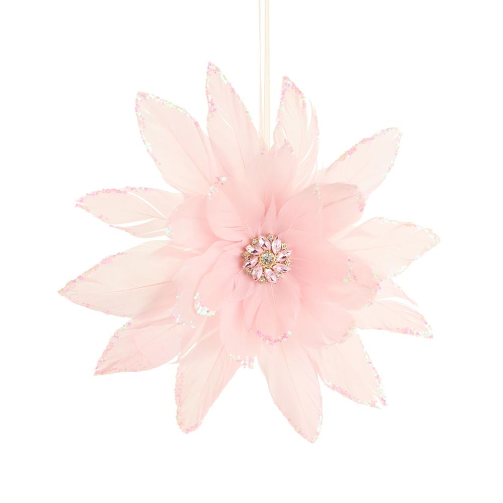 RAZ Imports 6" Pink Feather Floral Ornament