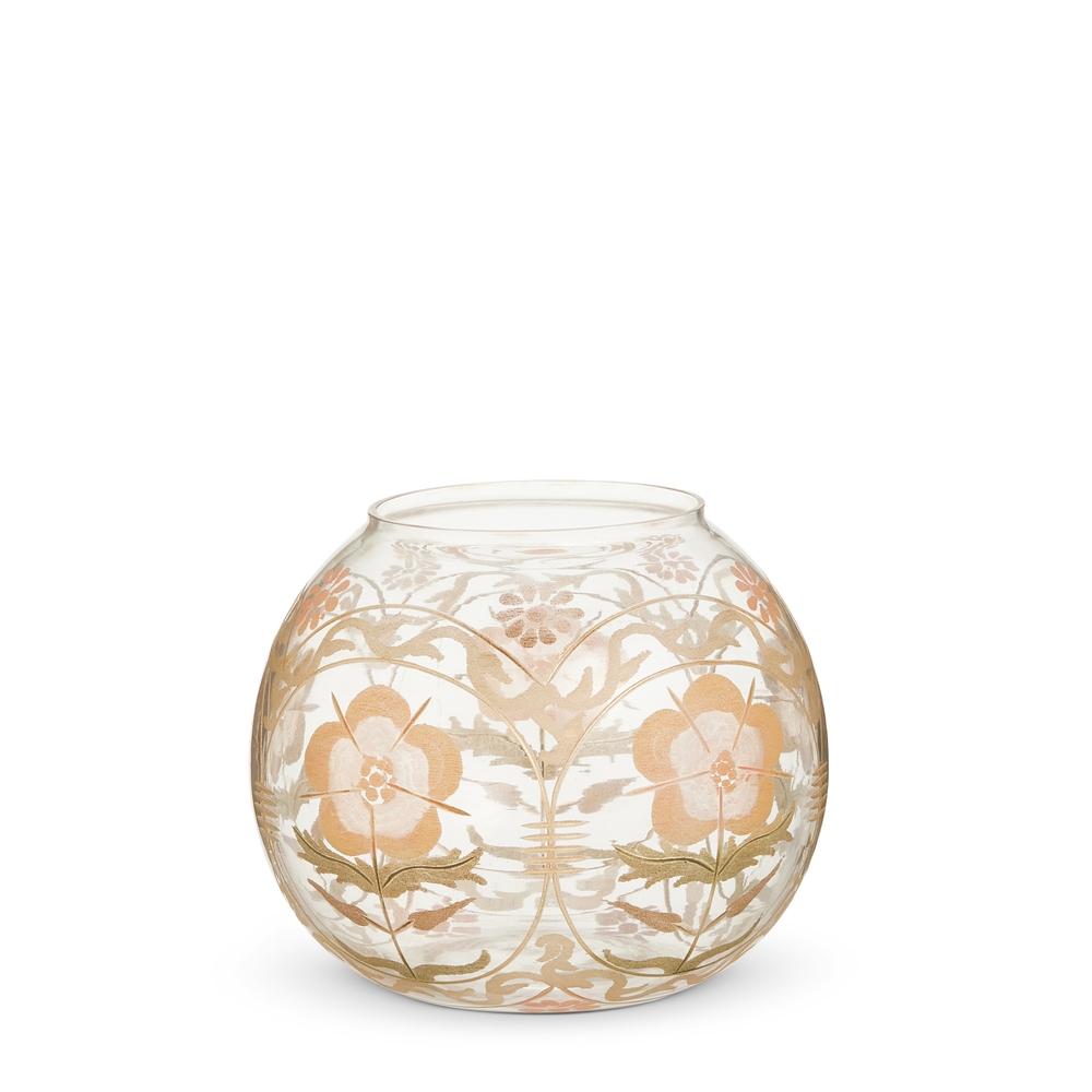 RAZ Imports 6" Pink Floral Glass Vase