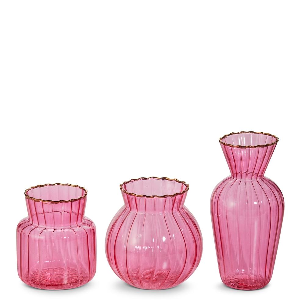 RAZ Imports 6" Pink Ribbed Vases