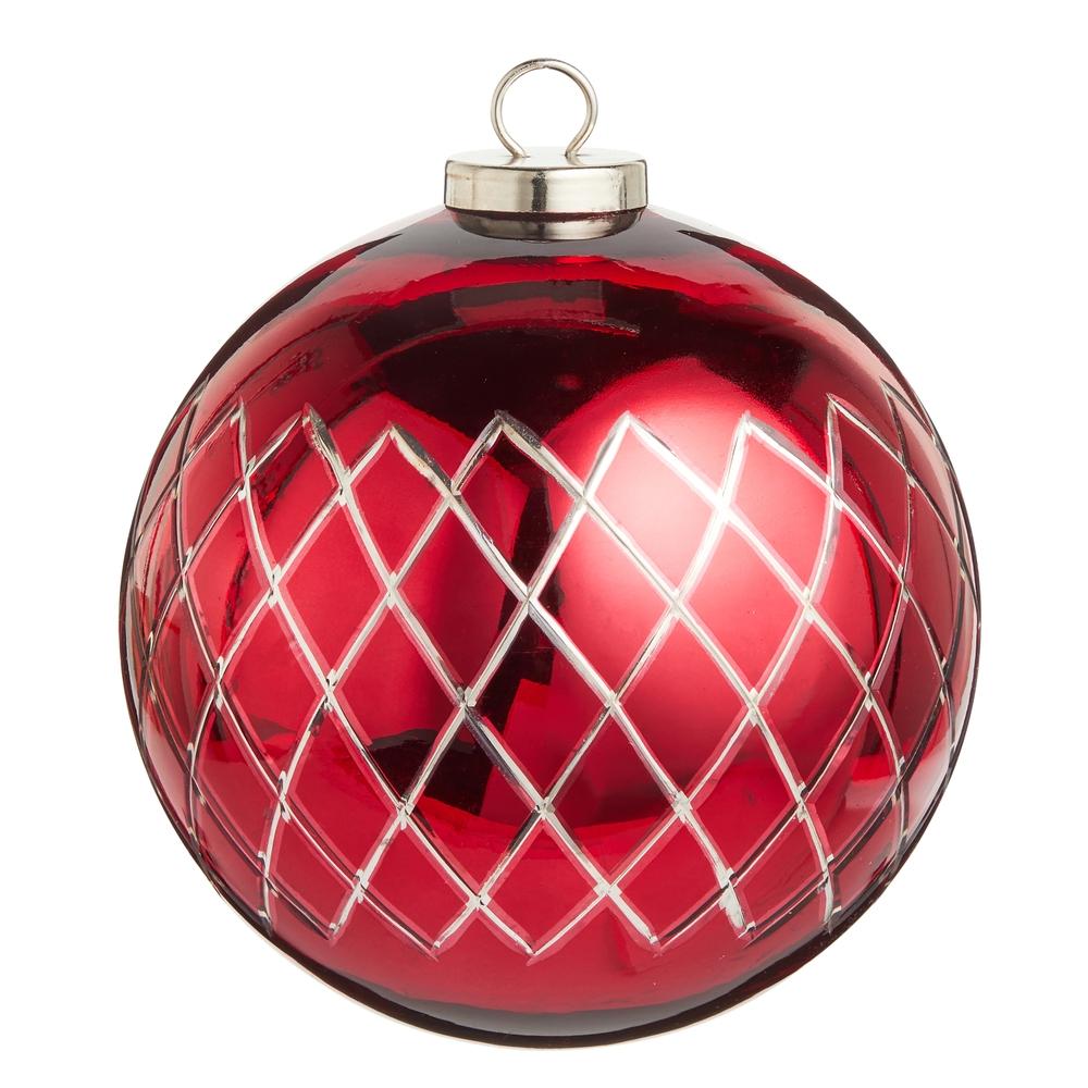 RAZ Imports 6" Red Etched Ball Ornament