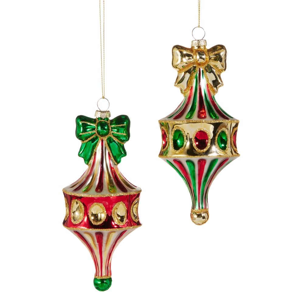 RAZ Imports 6" Red Green Fairground Finial Ornament