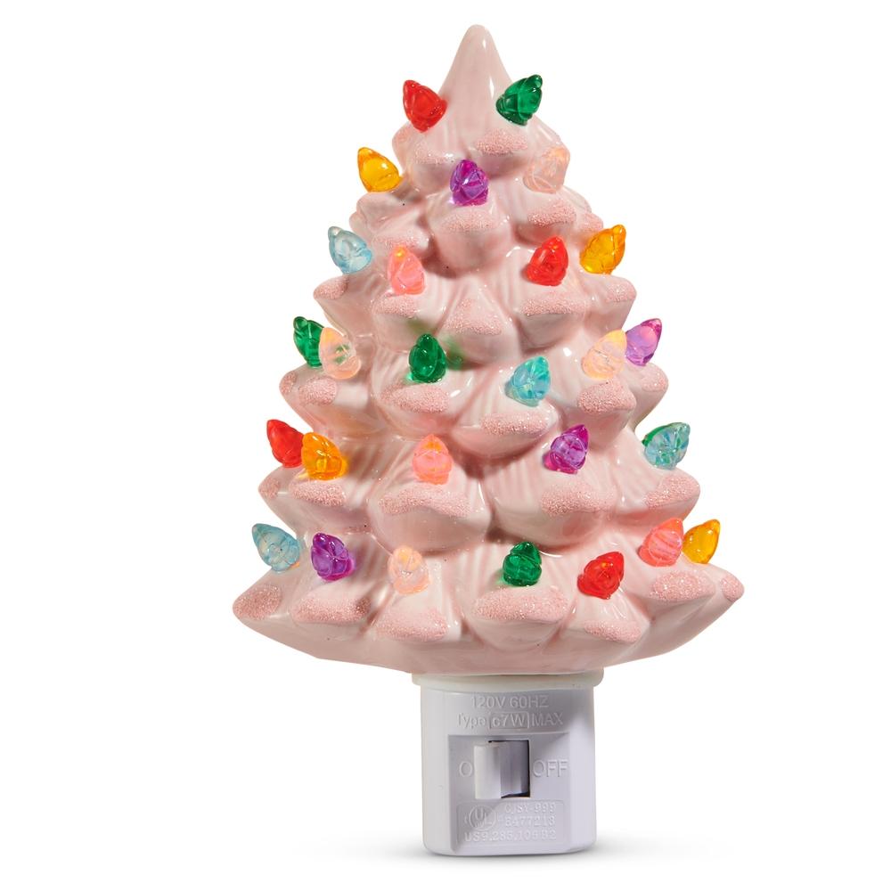 RAZ Imports 6" Vintage Light Pink Tree Night Light