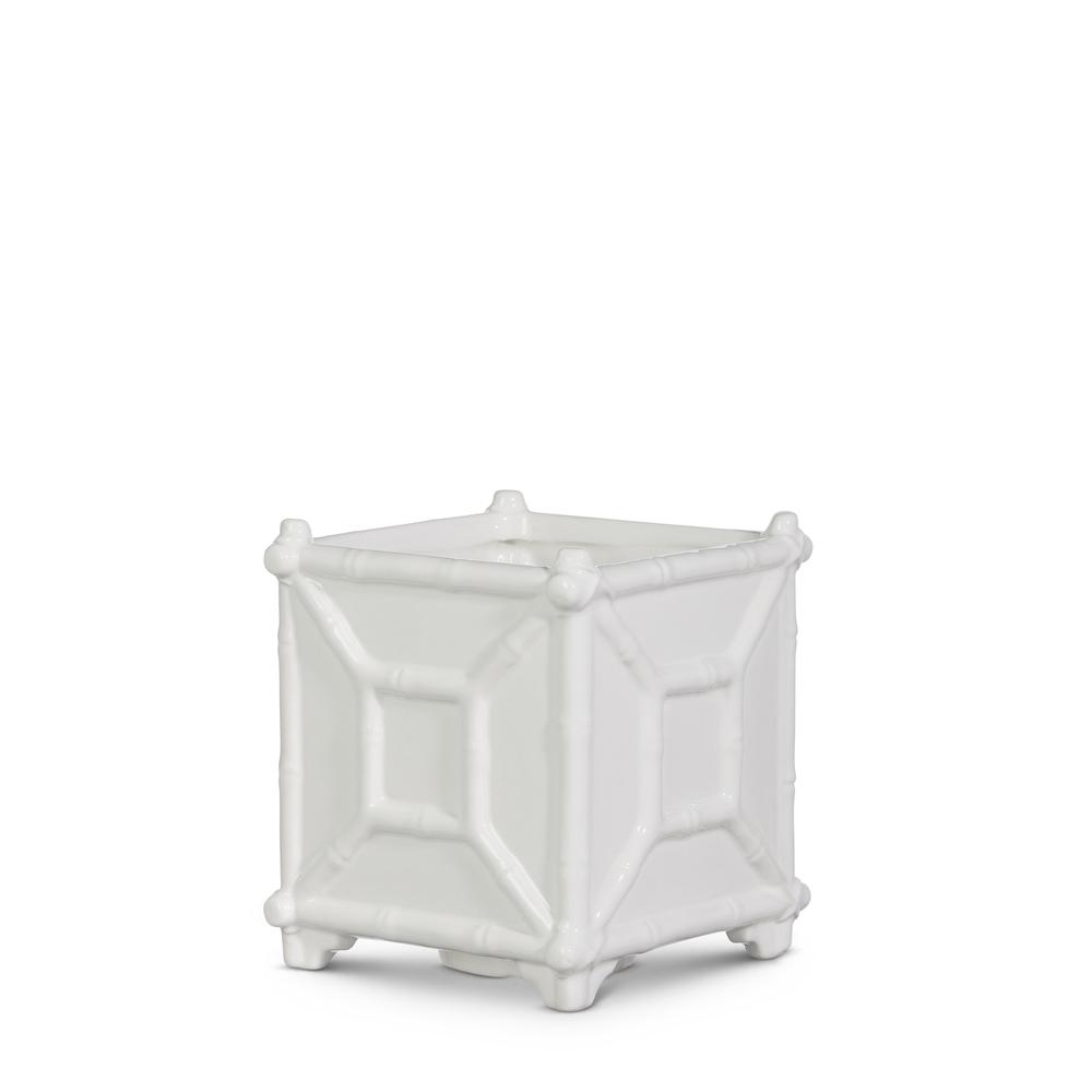 RAZ Imports 6" White Bamboo Planter