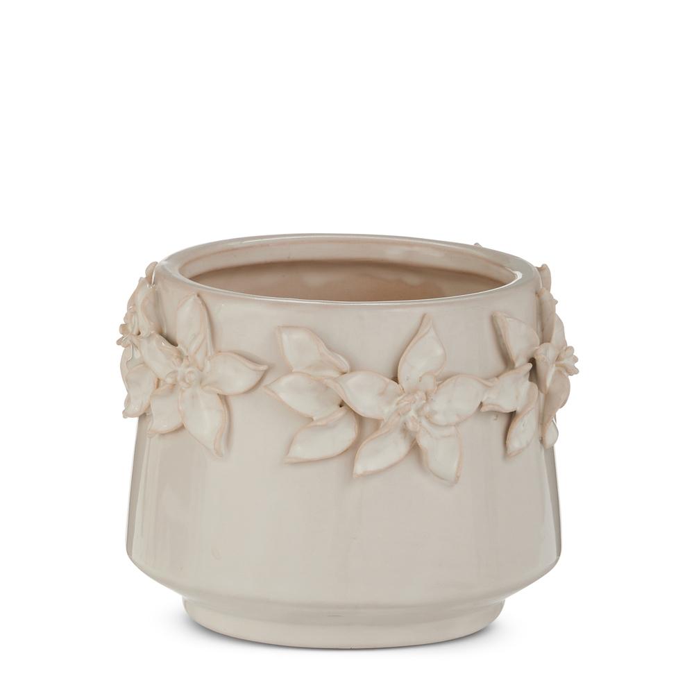 RAZ Imports 6" White Floral Planter