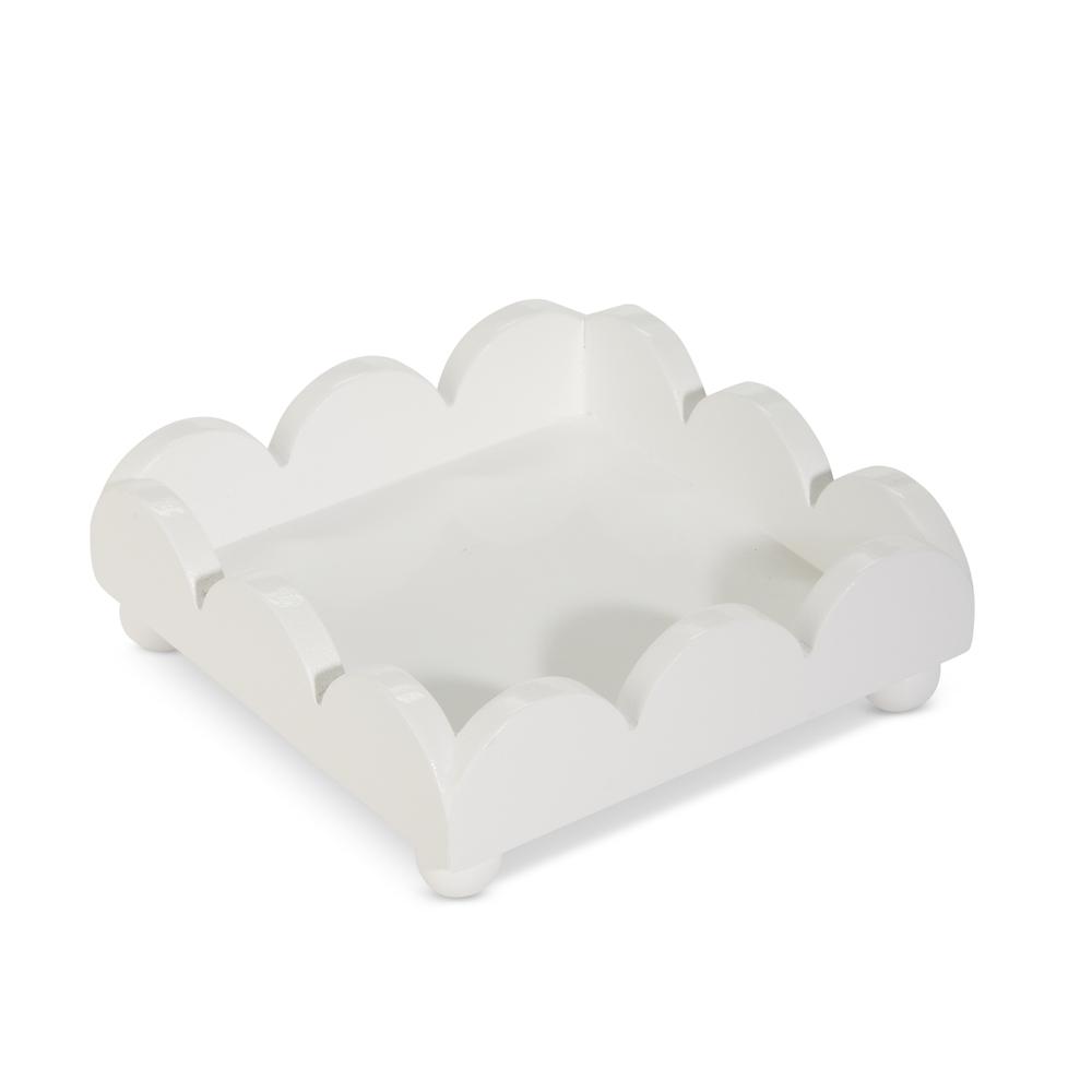 RAZ Imports 6" White Scalloped Napkin Holder