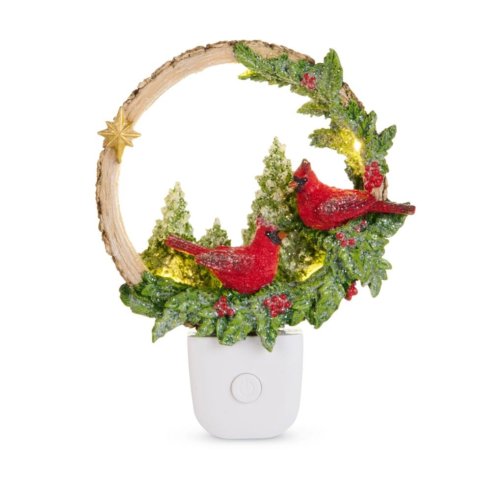 RAZ Imports 6" Woodland Noel Cardinals Night Light
