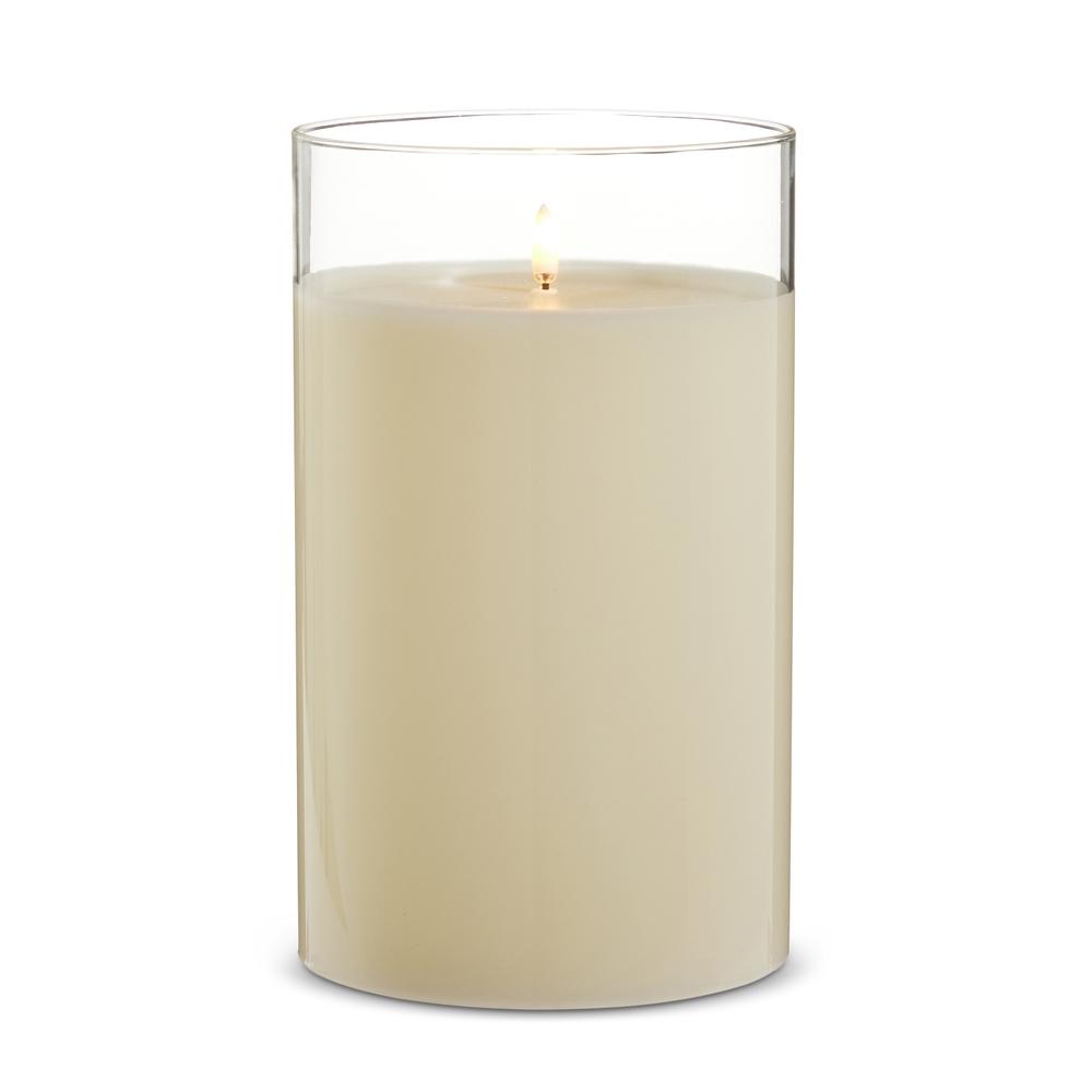 RAZ Imports 6" X 10" Clear Glass Ivory Pillar Candle