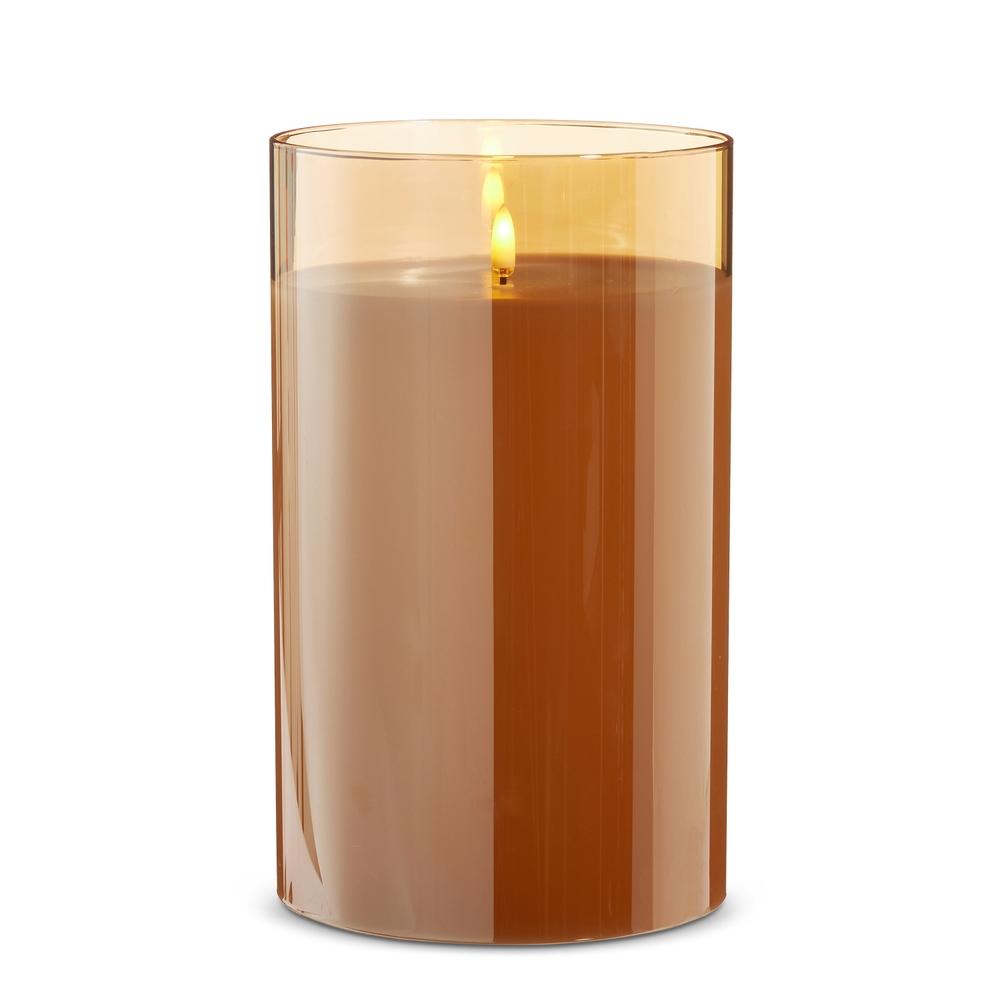 RAZ Imports 6" X 10" Gold Glass Ivory Pillar Candle