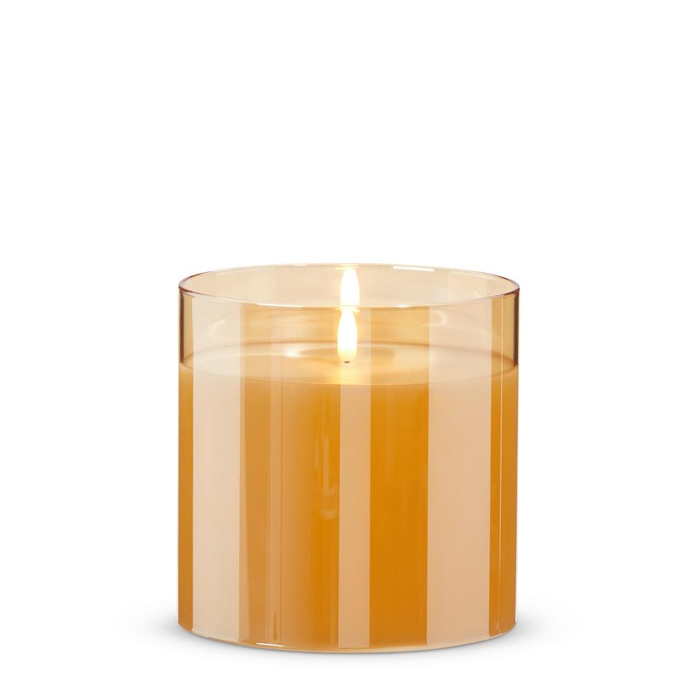 RAZ Imports 6" X 6" Gold Glass Ivory Pillar Candle