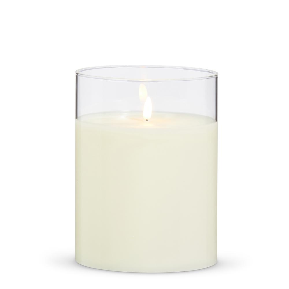 RAZ Imports 6" X 8" Clear Glass Ivory Pillar Candle
