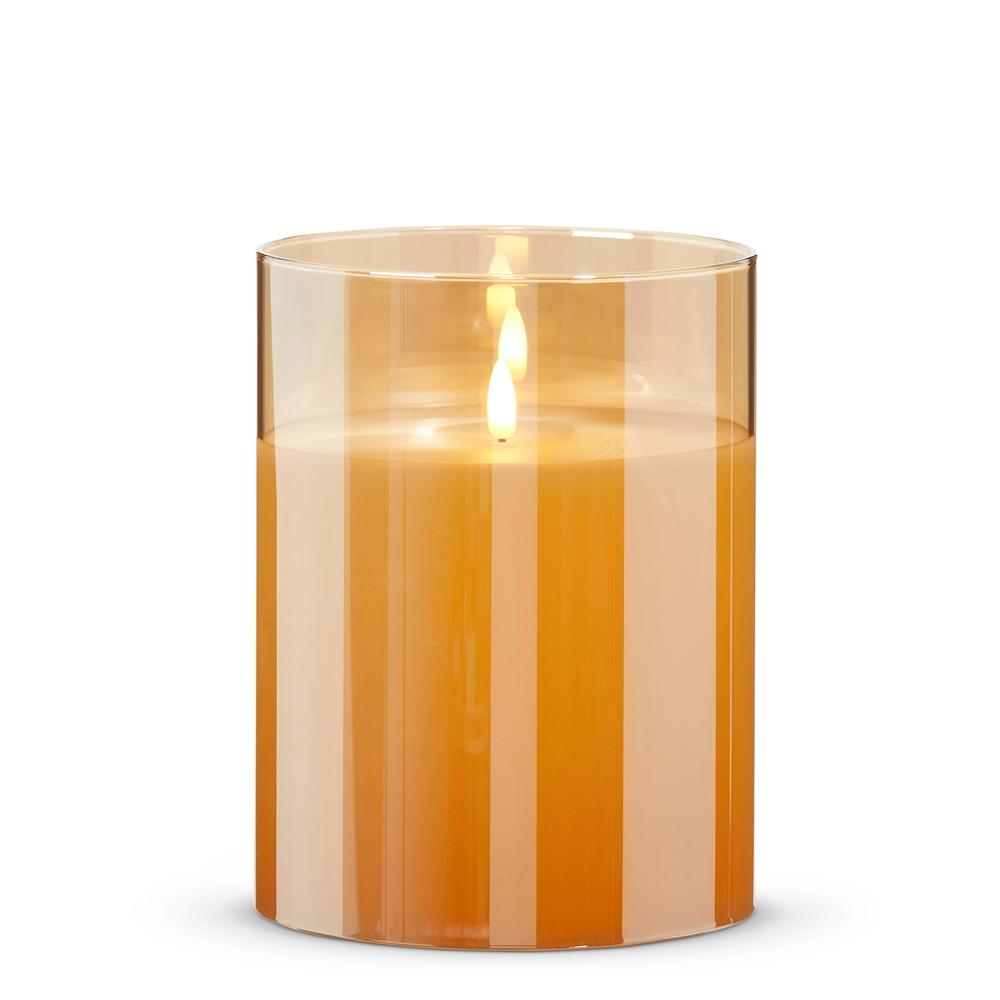 RAZ Imports 6" X 8" Gold Glass Ivory Pillar Candle
