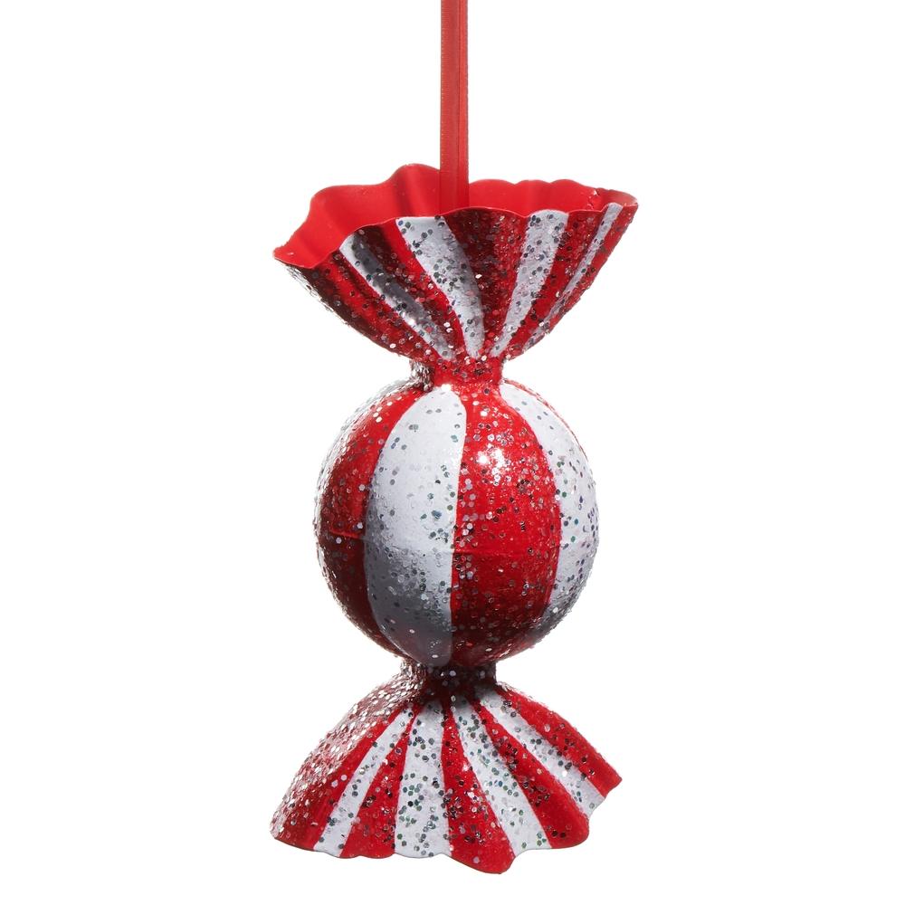 RAZ Imports 7.25" Red and White Candy Ornament