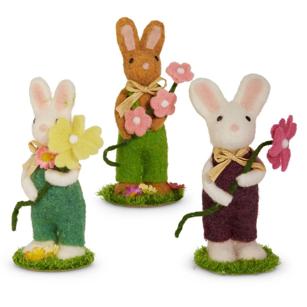 RAZ Imports 7.5" Felt Bunny with Flowers