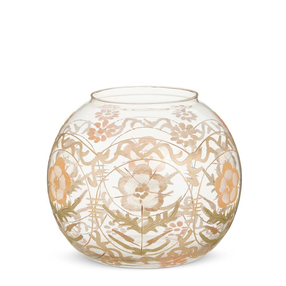 RAZ Imports 7.5" Pink Floral Glass Vase