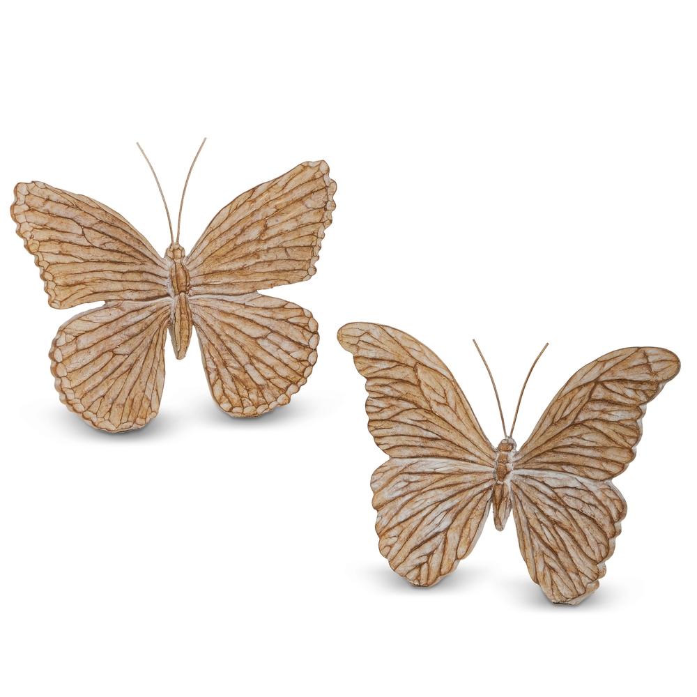 RAZ Imports 7.5" Whitewash Carved Butterfly