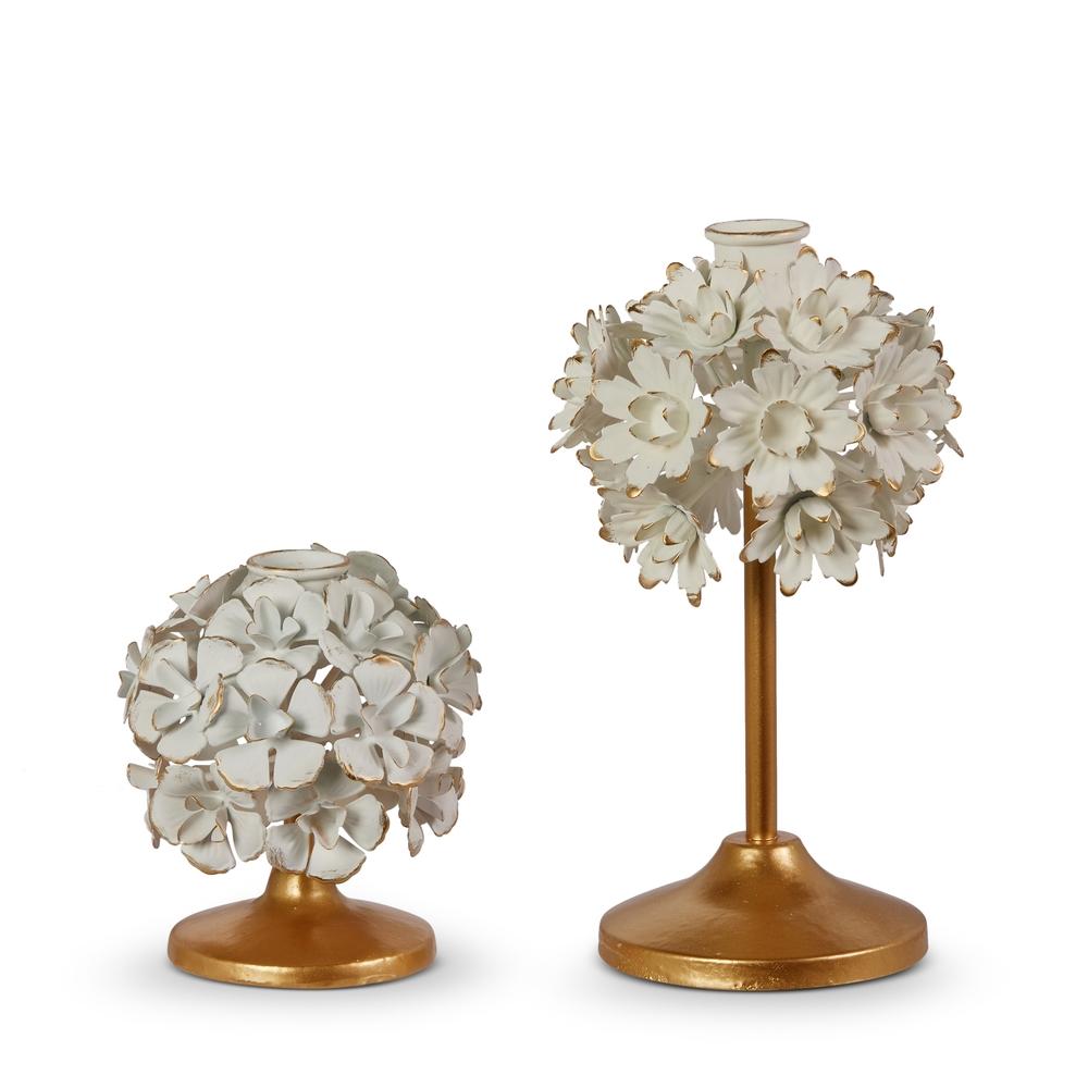 RAZ Imports 7.75" Cream Floral Candle Holders