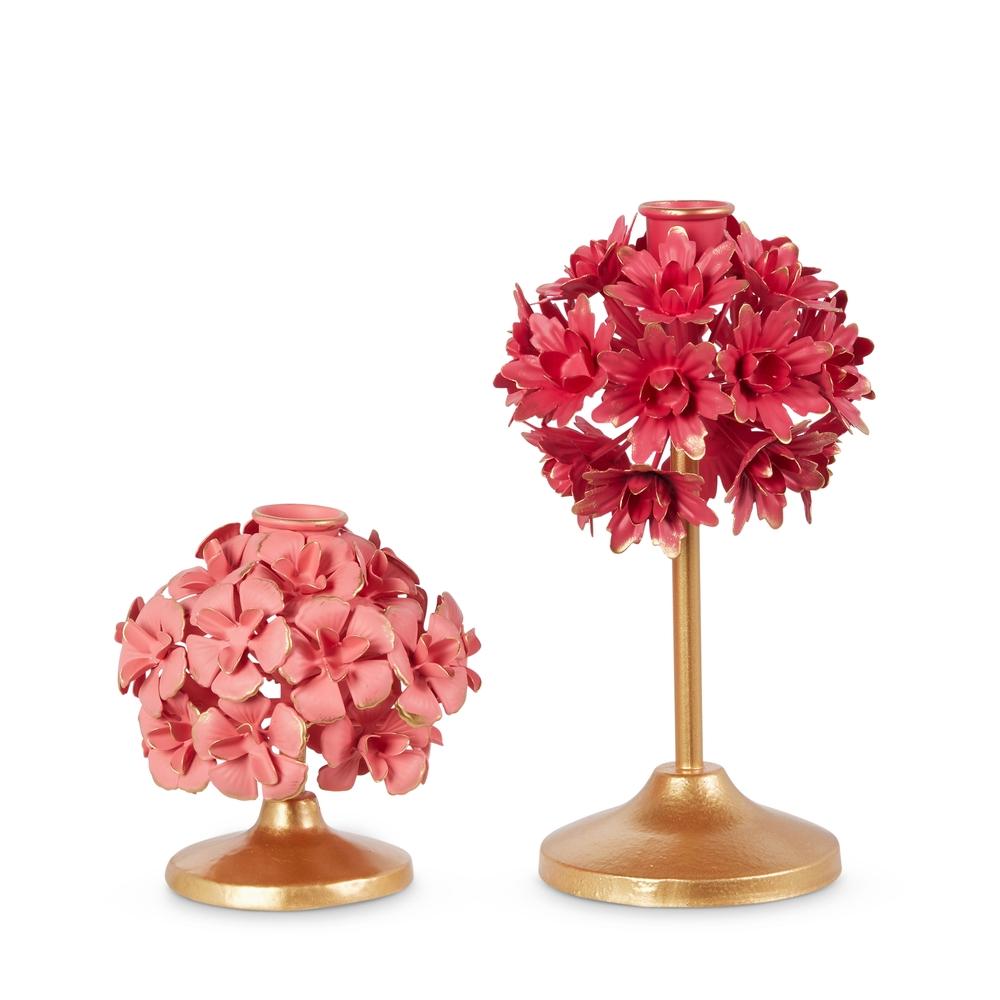 RAZ Imports 7.75" Pink Floral Candle Holders