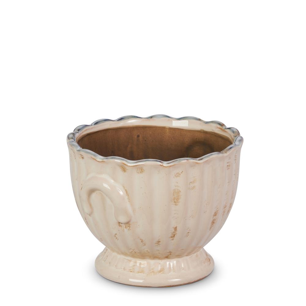 RAZ Imports 7" Antiqued Cream Planter