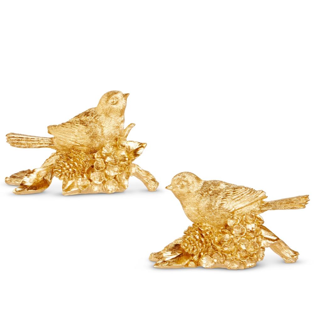 RAZ Imports 7" Gold Bird on Pinecone Branch