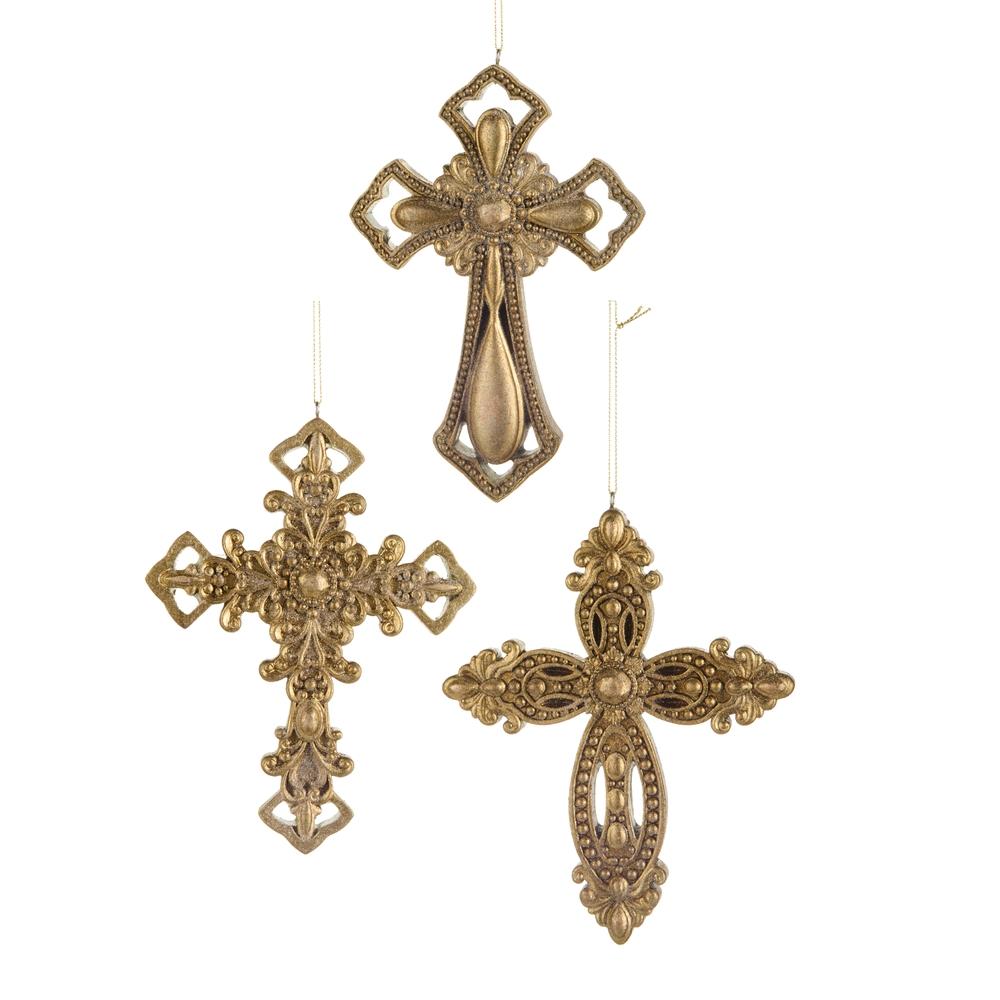 RAZ Imports 7" Gold Cross Ornaments