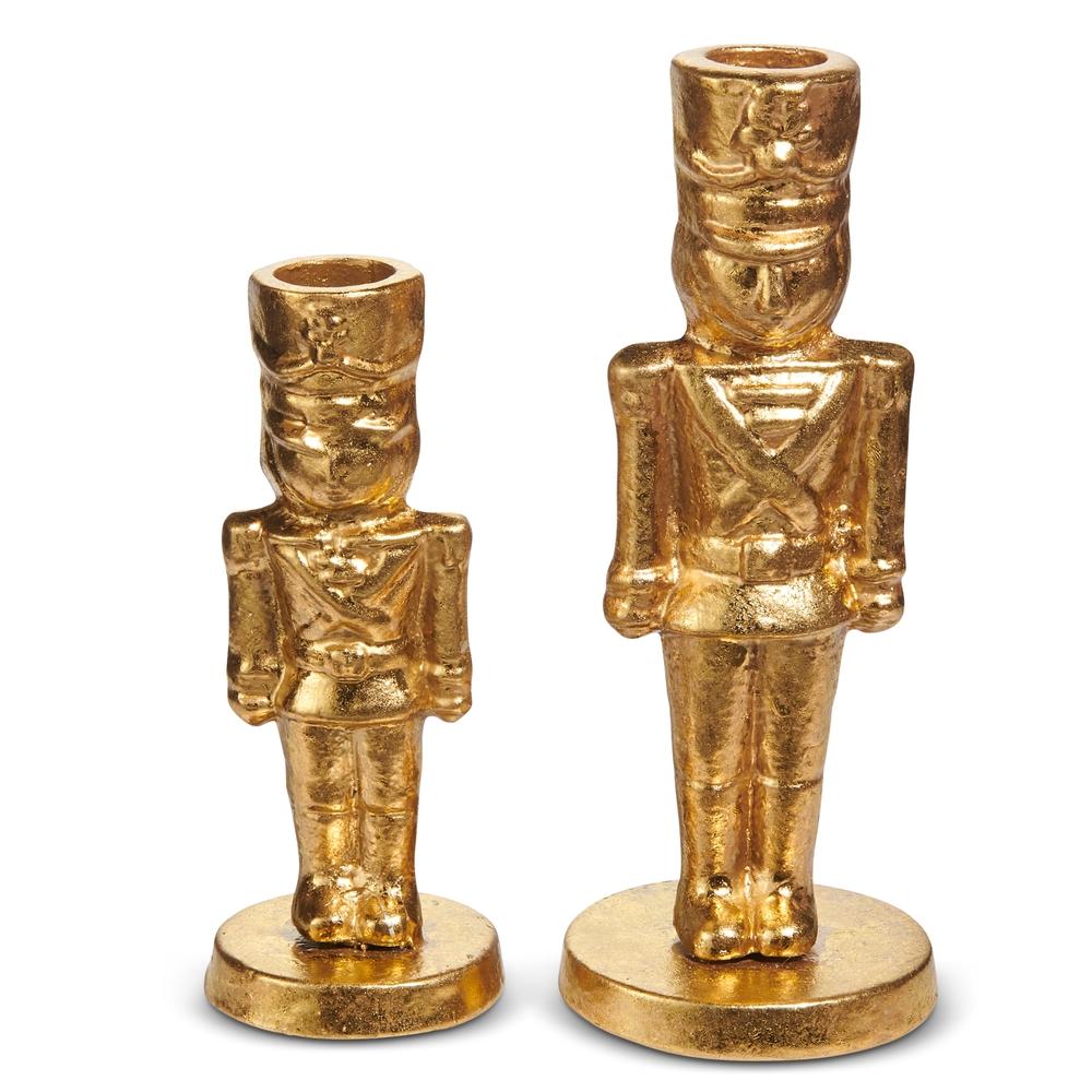 RAZ Imports 7" Gold Nutcracker Candlesticks