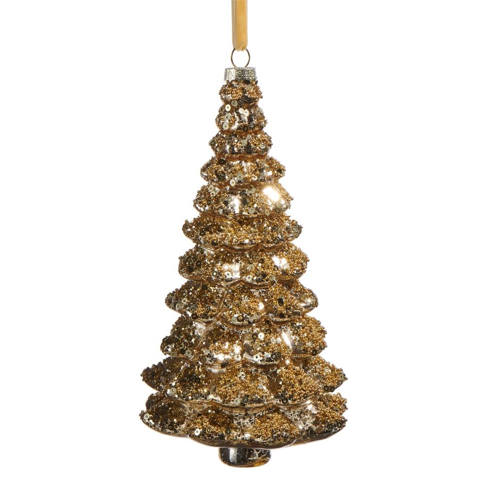 RAZ Imports 7" Gold Sequin Tree Ornament
