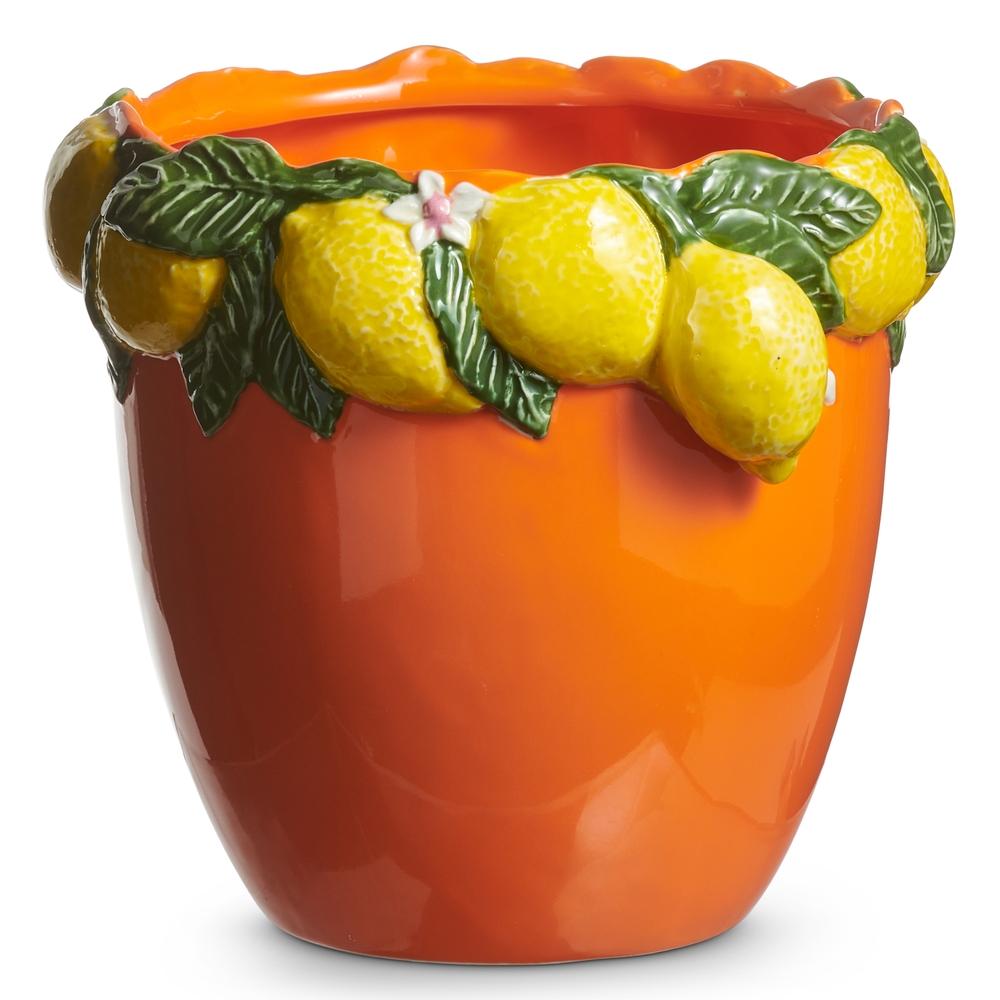 RAZ Imports 7" Orange Planter with Lemon Rim