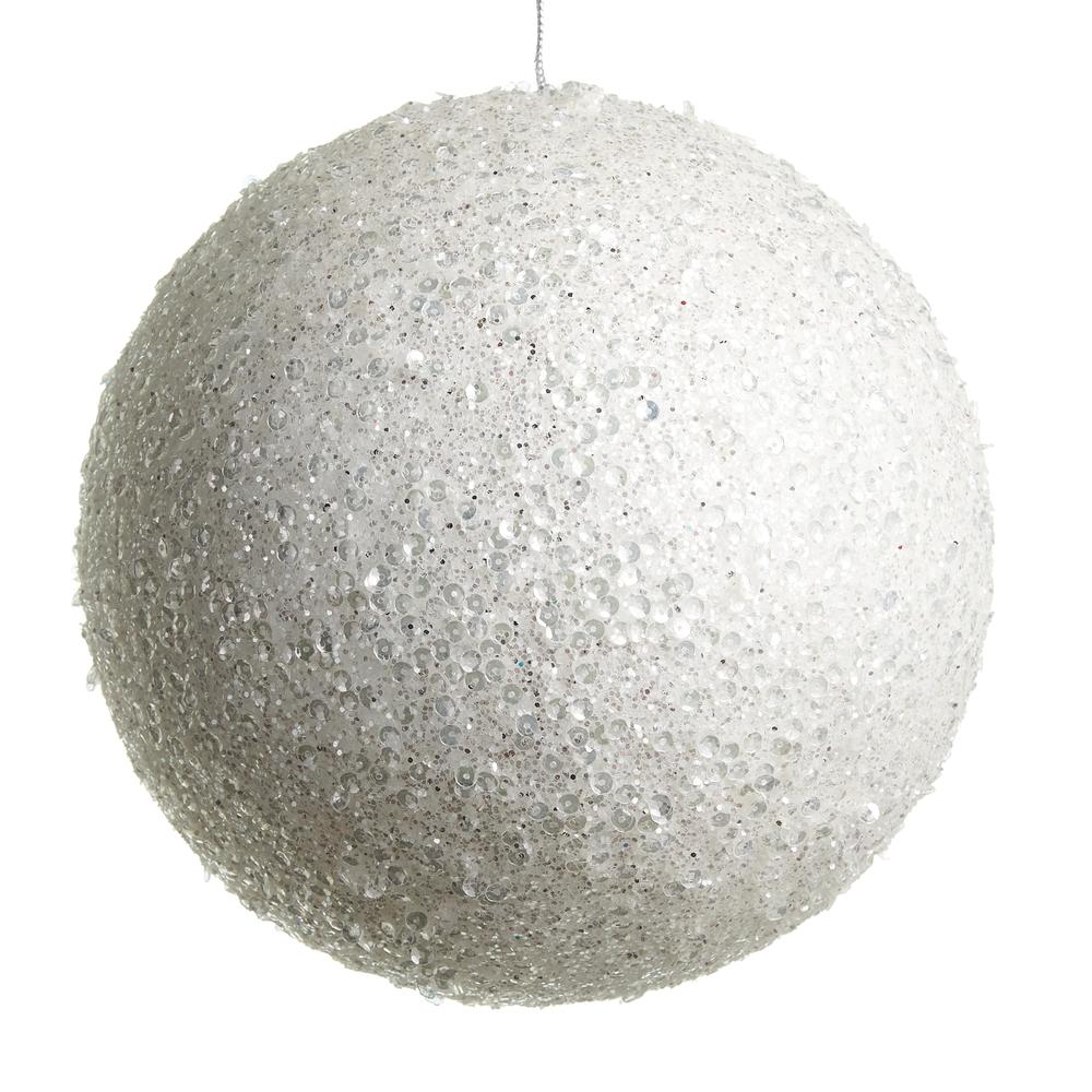 RAZ Imports 7" White Iced Ball Ornament