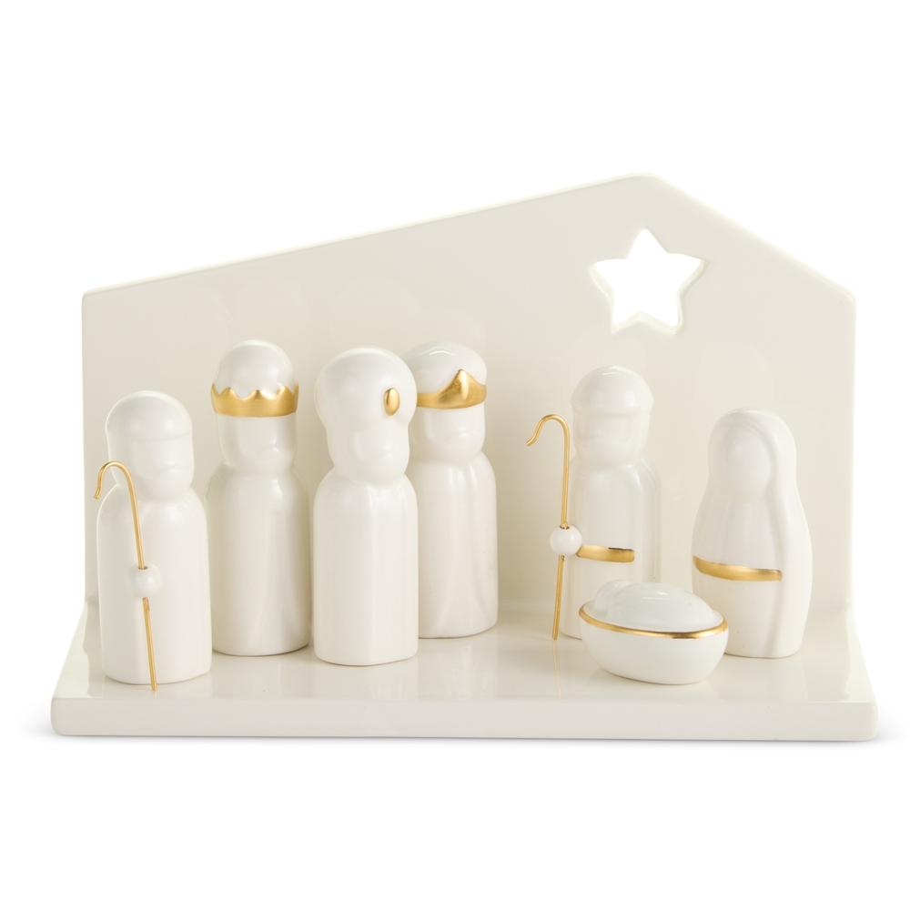 RAZ Imports 7" White Nativity with Creche