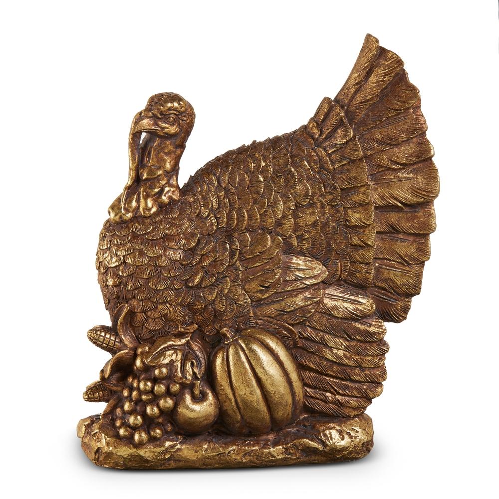RAZ Imports 8.5" Antique Gold Turkey with Harvest