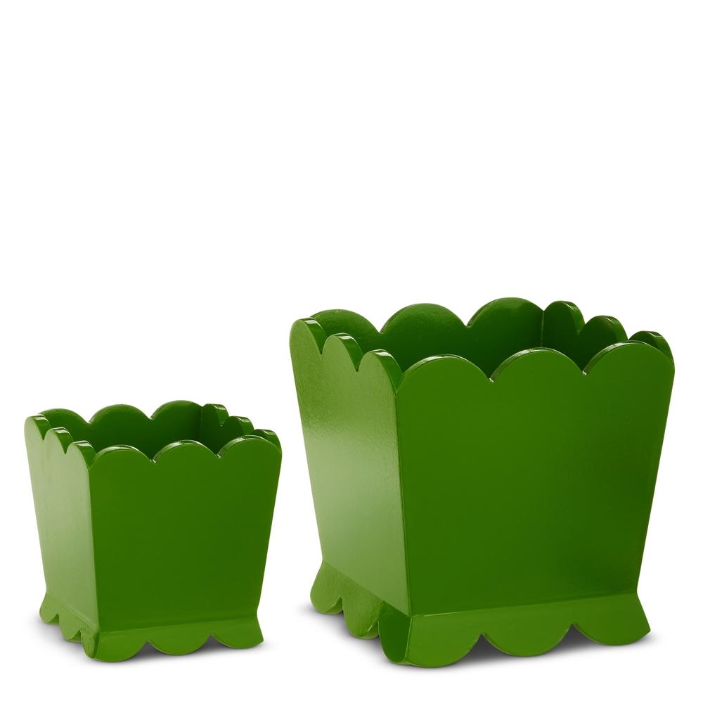 RAZ Imports 8.5" Green Scalloped Planter